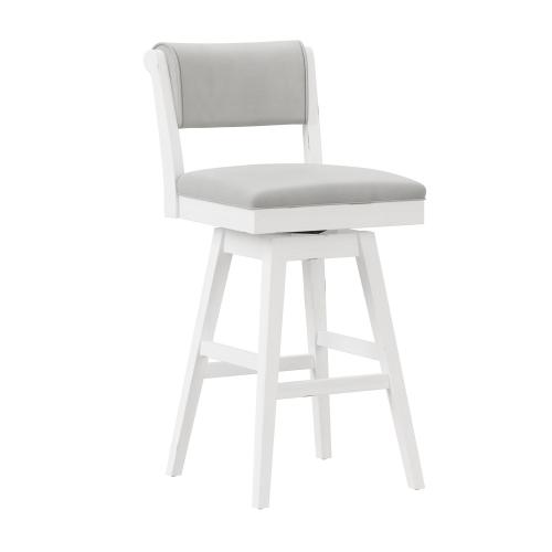 Clarion Wood and Upholstered Bar Height Swivel Stool - Sea White