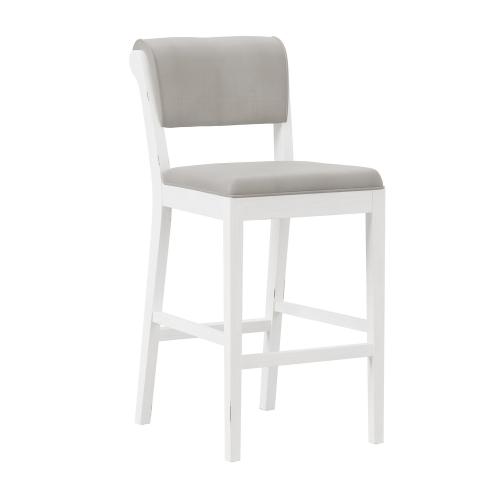 Clarion Wood and Upholstered Panel Back Bar Height Stool - Sea White