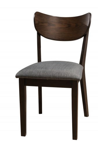 San Marino Midmod Dining Side Chair - Chestnut/Gray Fabric- Set of 2