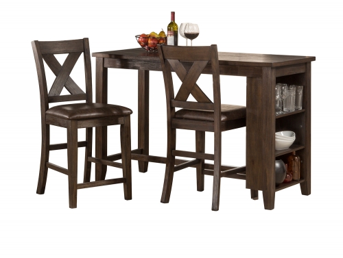 Spencer 3 Piece Counter Height Dining Set with X-Back Counter Height Stools - Dark Espresso