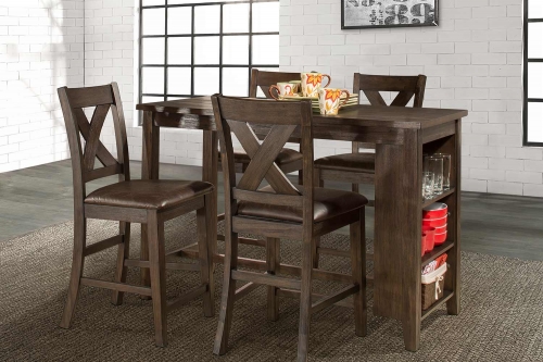 Spencer 5 Piece Counter Height Dining Set with X-Back Counter Height Stools - Dark Espresso