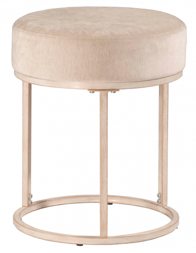 Swanson Backless Upholstered and Metal Vanity Stool - Distressed White