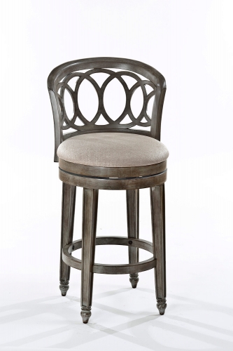 Adelyn Swivel Counter Stool - Gold Metallic Silver - Putty Fabric
