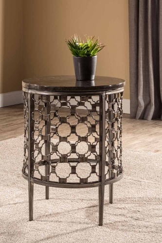 Brescello Round End Table - Charcoal/Blue Stone