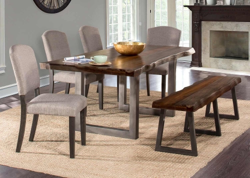 Emerson 6-Piece Rectangle Dining Set with One Bench and Four Chairs - Gray Sheesham