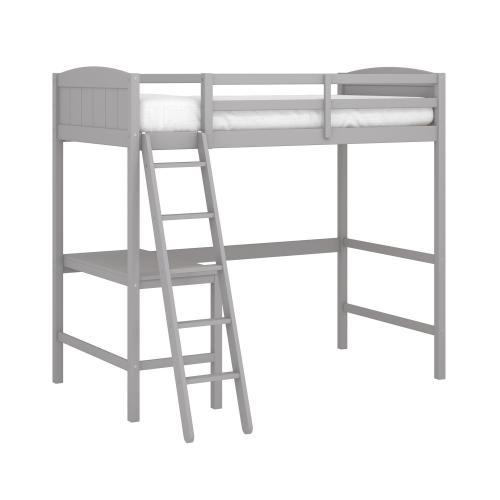 Alexis Wood Arch Twin Loft Bed with Desk - Gray