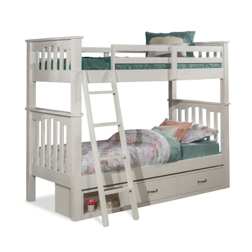 Highlands Harper Twin/Twin Bunk Bed with Storage Unit - White Finish