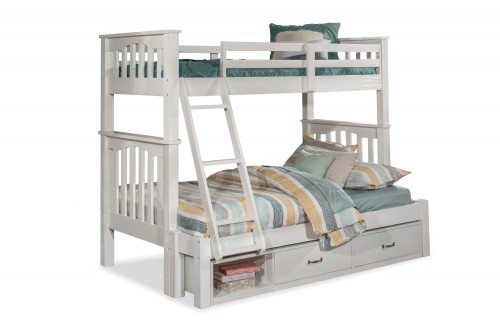 Highlands Harper Twin/Full Bunk Bed with Storage Unit - White Finish