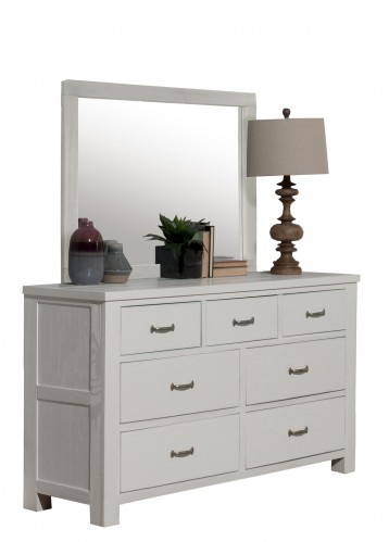 Highlands 7 Drawer Dresser with Mirror - White Finish